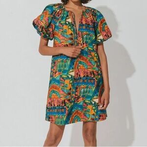 Cleobella Natia Mini Puff Sleeve dress in Paradiso Size Medium